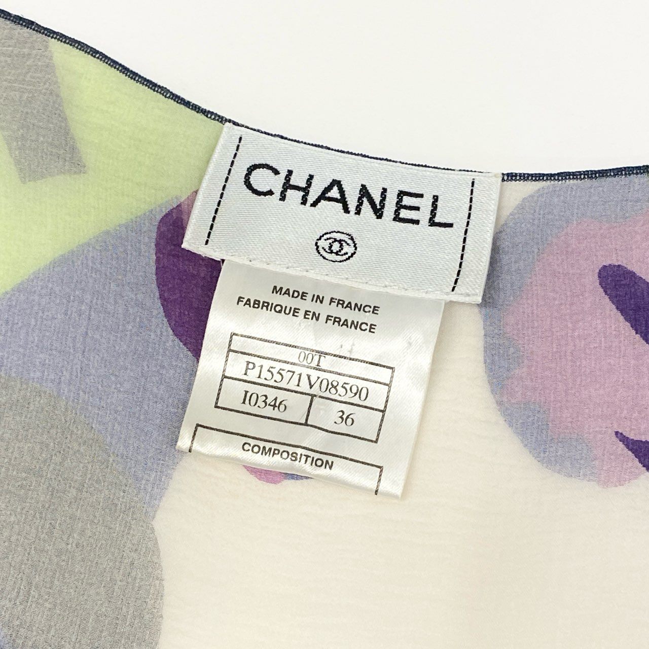 10f11 CHANEL シャネル 00T ココマーク×花柄 ノースリーブ シアーブラウス P15571V08590 サイズ36 シルク100% レディース サイドボタン カメリア