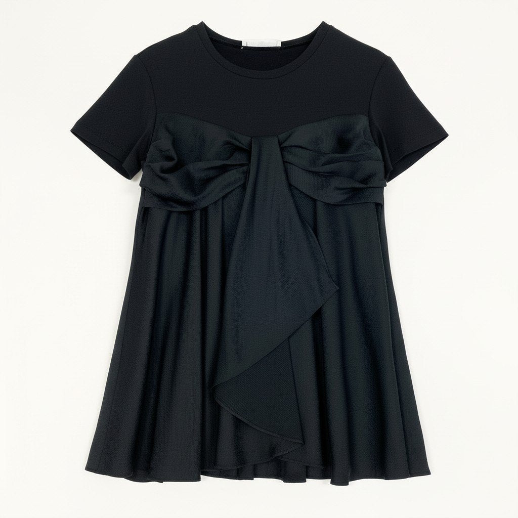 47d16 ADEAM アディアム 2021年 ラッフルドレープ カットソー 半袖Tシャツ トップス サイズ0 ブラック レディース 女性用u02t 47d16 ADEAM アディアム 2021年 ラッフルドレープ カットソー 半袖T