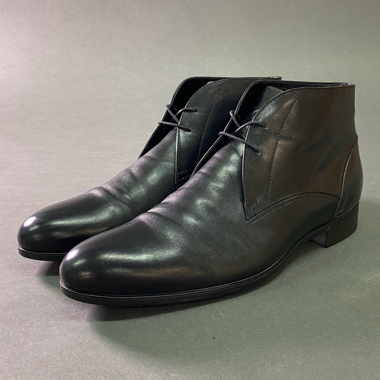 2b27 Ermenegildo Zegna エルメネジルドゼニア チャッカブーツ ショートブーツ イタリア製 メンズ 紳士靴 9 ブラック 本革