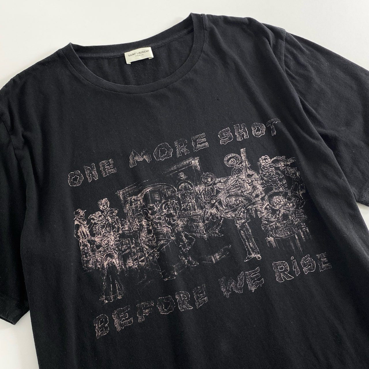 60e11 SAINT LAURENT PARIS サンローラン パリ One More Shot Tee ワンモアショット Tシャツ 半袖 カットソー 551402 YB2ZS Lサイズ ブラック コットン フランス製