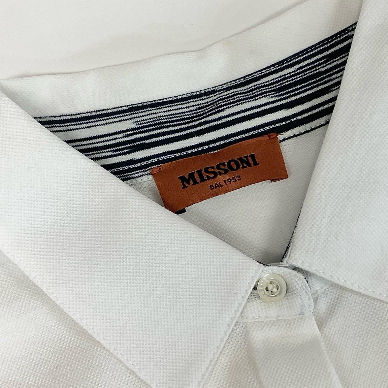 61g23 MISSONI ミッソーニ 鹿の子 長袖シャツ ロングスリーブ 42 ホワイト コットン レディース
