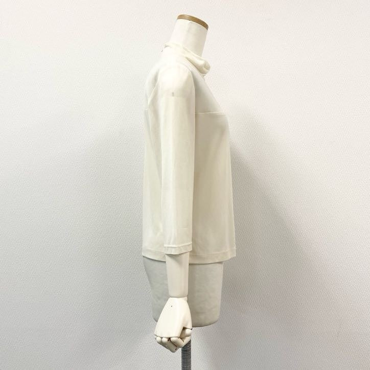 80g23 LEONARD レオナール ハイネック カンカン素材 ストレッチ ボトルネック 七分袖カットソー レディース 女性用 0189575 L ホワイト