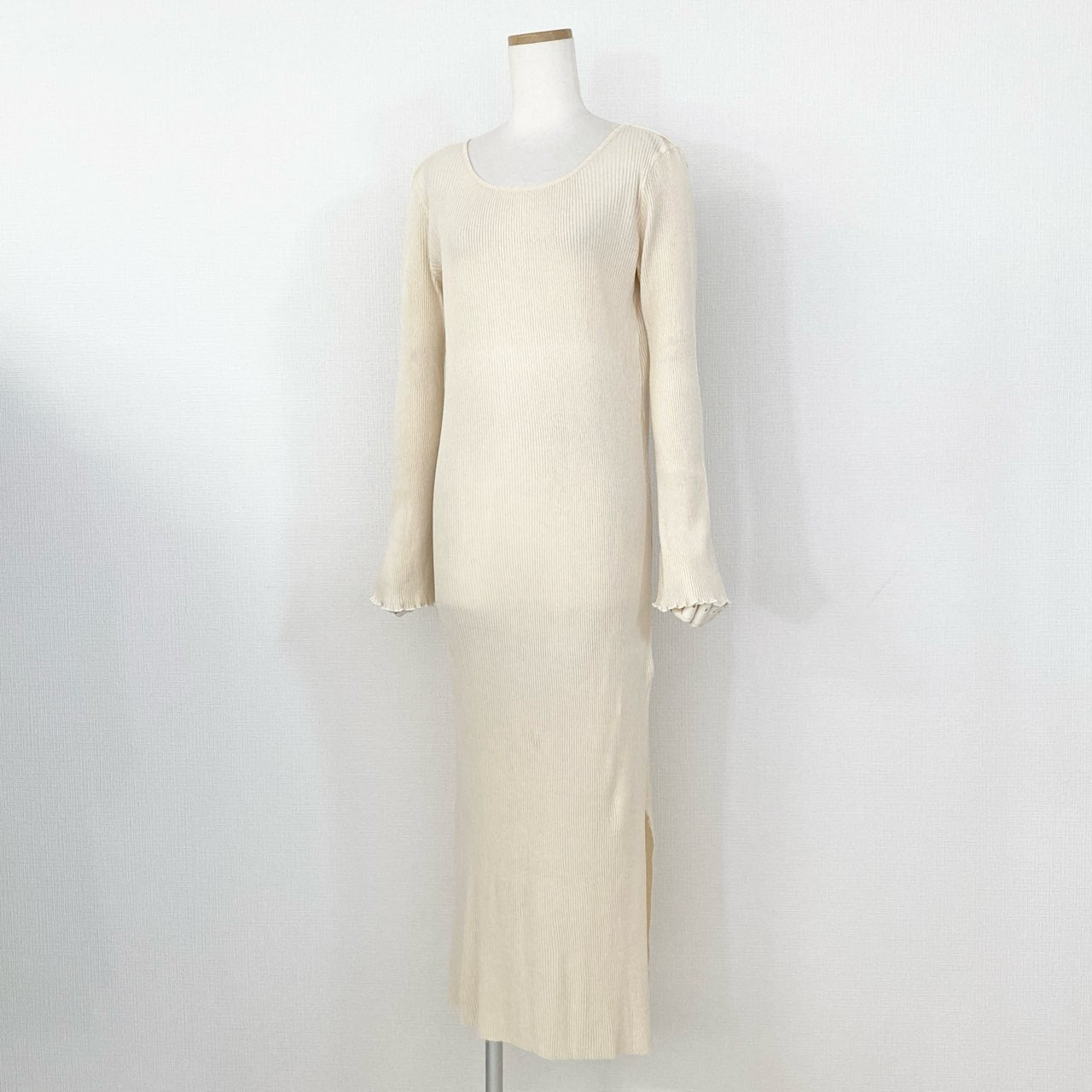 60i11 《タグ付》定価¥21,780 R JUBILEE アールジュビリー Sheer Rib Dress シアーリブドレス F アイボリー ワンピース 日本製