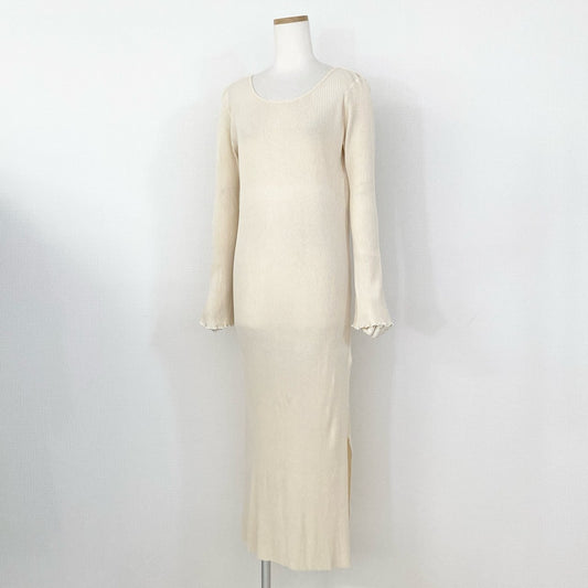 60i11 《タグ付》定価¥21,780 R JUBILEE アールジュビリー Sheer Rib Dress シアーリブドレス F アイボリー ワンピース 日本製