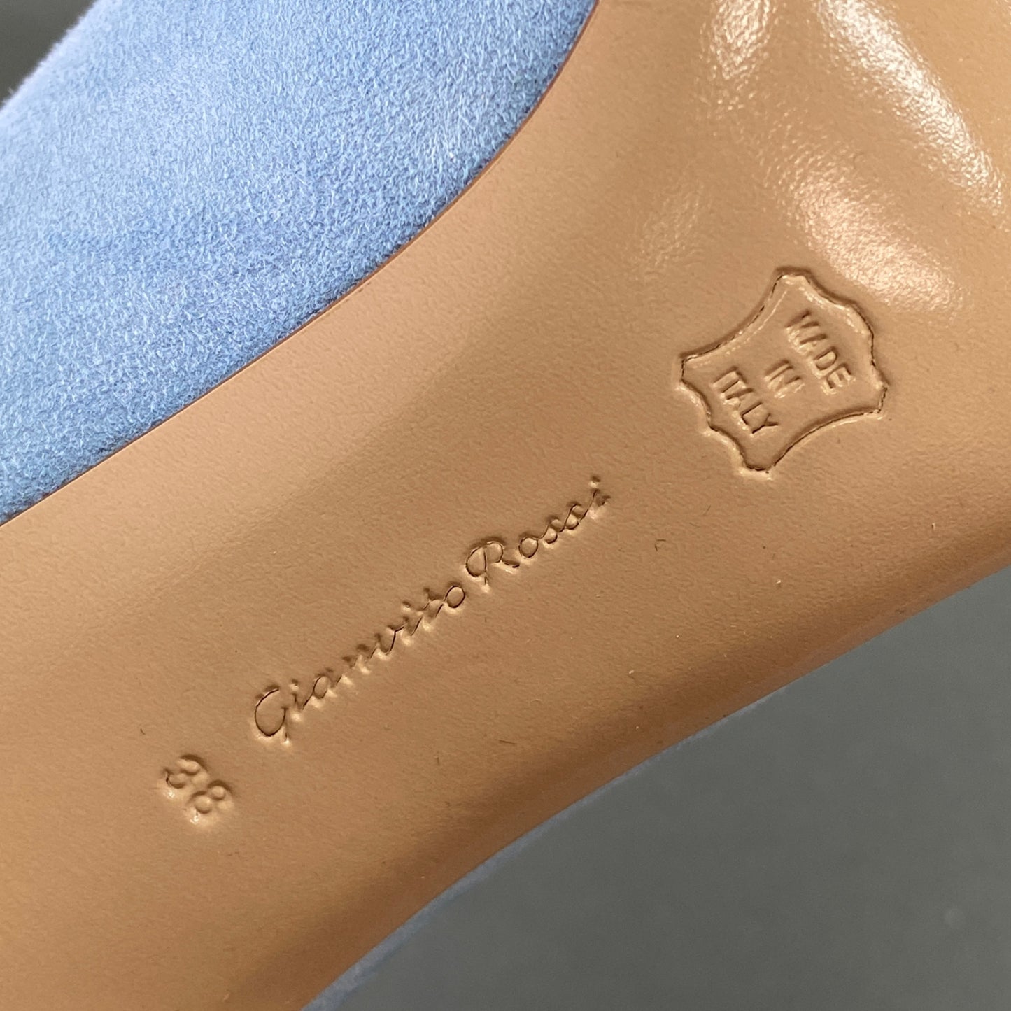 5l25 【未使用】Gianvito Rossi ジャンヴィットロッシ ポインテッドトゥ ピンヒールパンプス スウェードパンプス サイズ38 ライトブルー スウェード レディース 女性用
