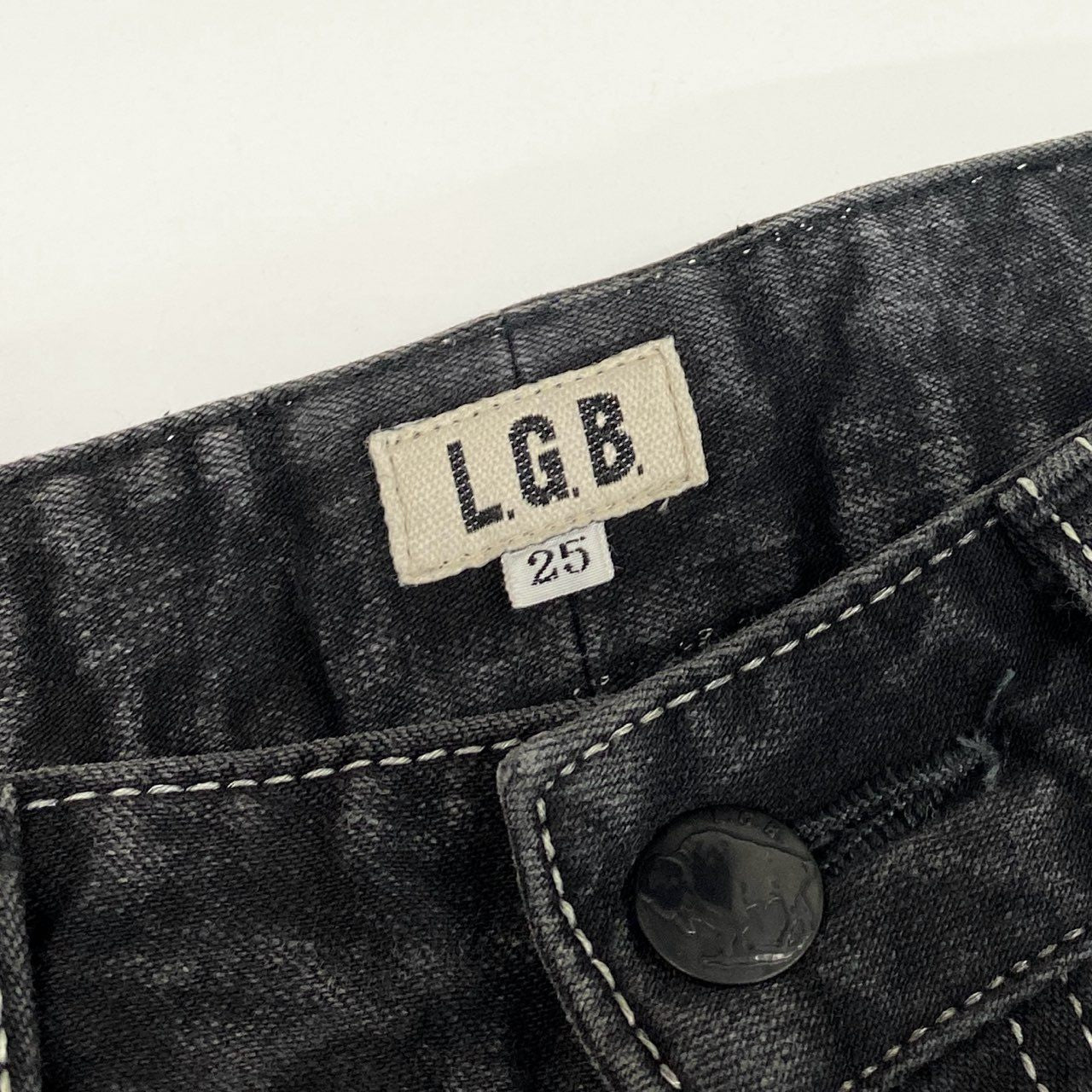 62g24 L.G.B. エルジービー ルグランブルー レザー切替 デザインパンツ デニム ジーンズ サイズ25 ブラック Japanese Y2K_