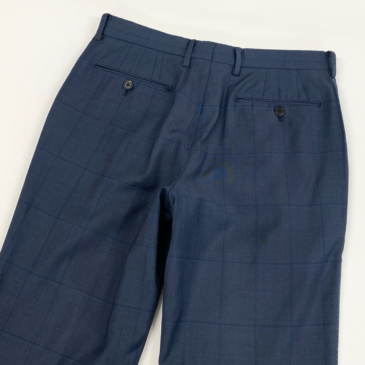 33i25 Paul Smith ポールスミス イタリア製生地 裏地花柄 シングルスーツ セットアップ M ブルー チェック ウール メンズk02i