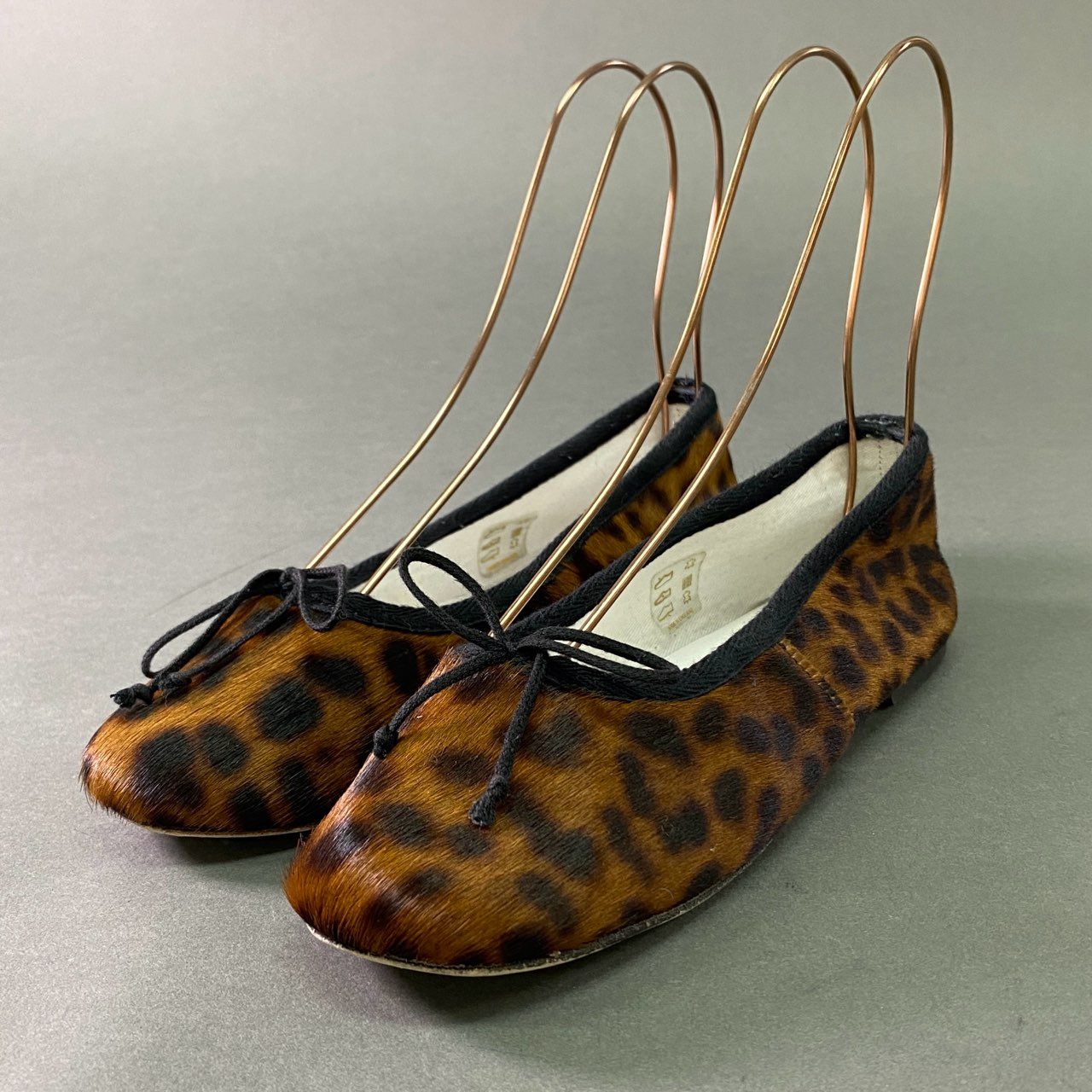 4j24 CATWORTH キャットワース Slip on Ballet Shoe ハラコ レオパード バレエシューズ 4 1/2 ブラウン DANCE SHOES イングランド製