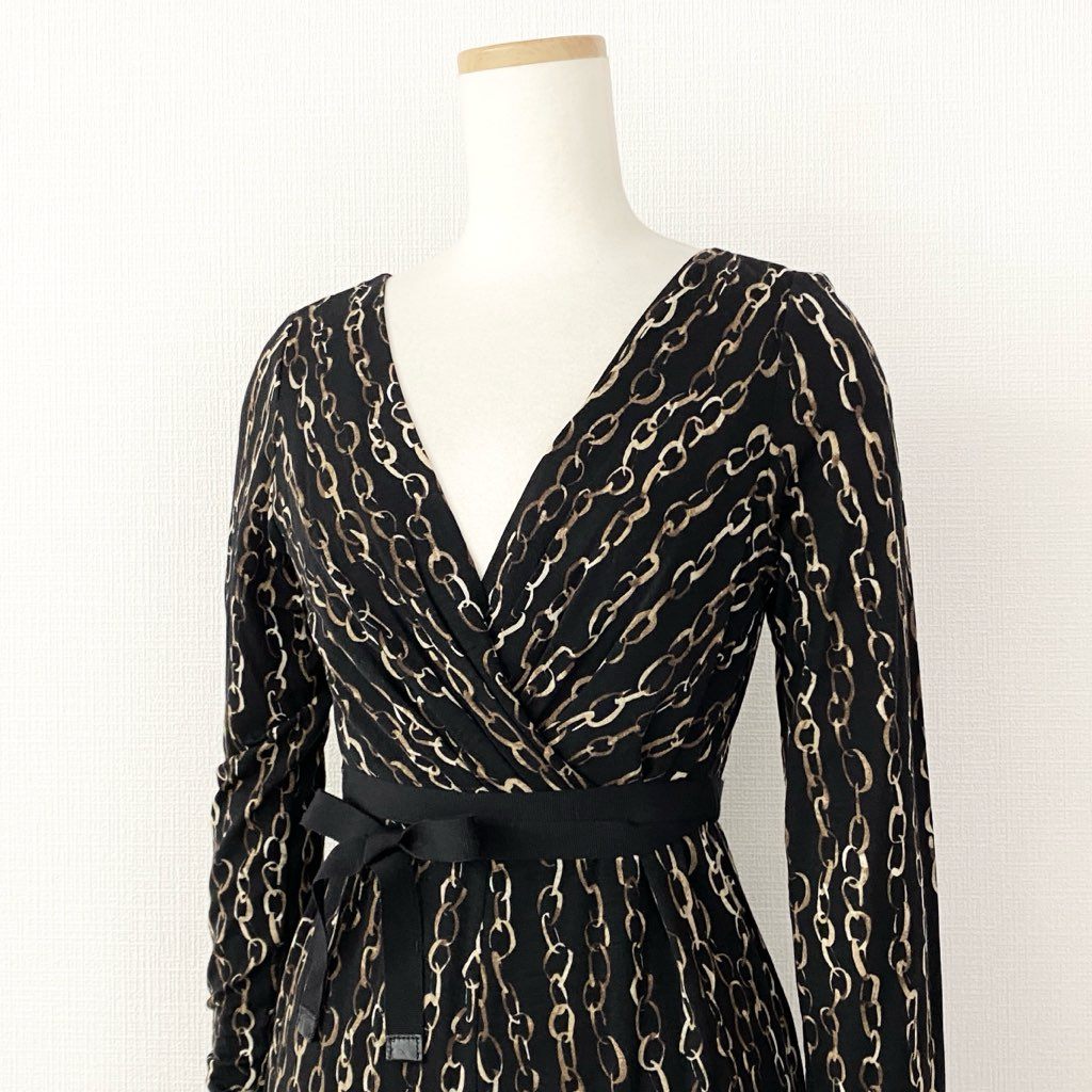 53h21 《未使用保管品》 定価¥74,550 タグ付き MaxMara マックスマーラ イタリア製 カシュクール 長袖ワンピース ドレス ロングスリーブ 38 ブラック