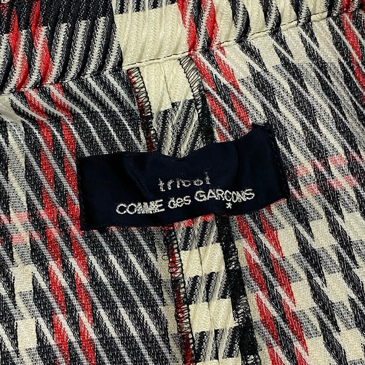 Af8 tricot COMME des GARCONS トリココムデギャルソン AD1996 90s チェック柄 ロングコート 日本製 TO-100060 ブラック レッド ホワイト ポリエステル レディースnu1