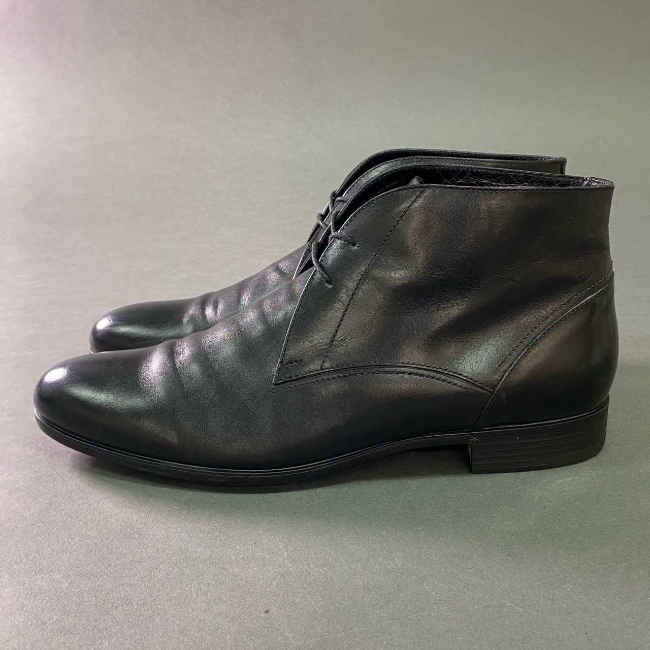 2b27 Ermenegildo Zegna エルメネジルドゼニア チャッカブーツ ショートブーツ イタリア製 メンズ 紳士靴 9 ブラック 本革