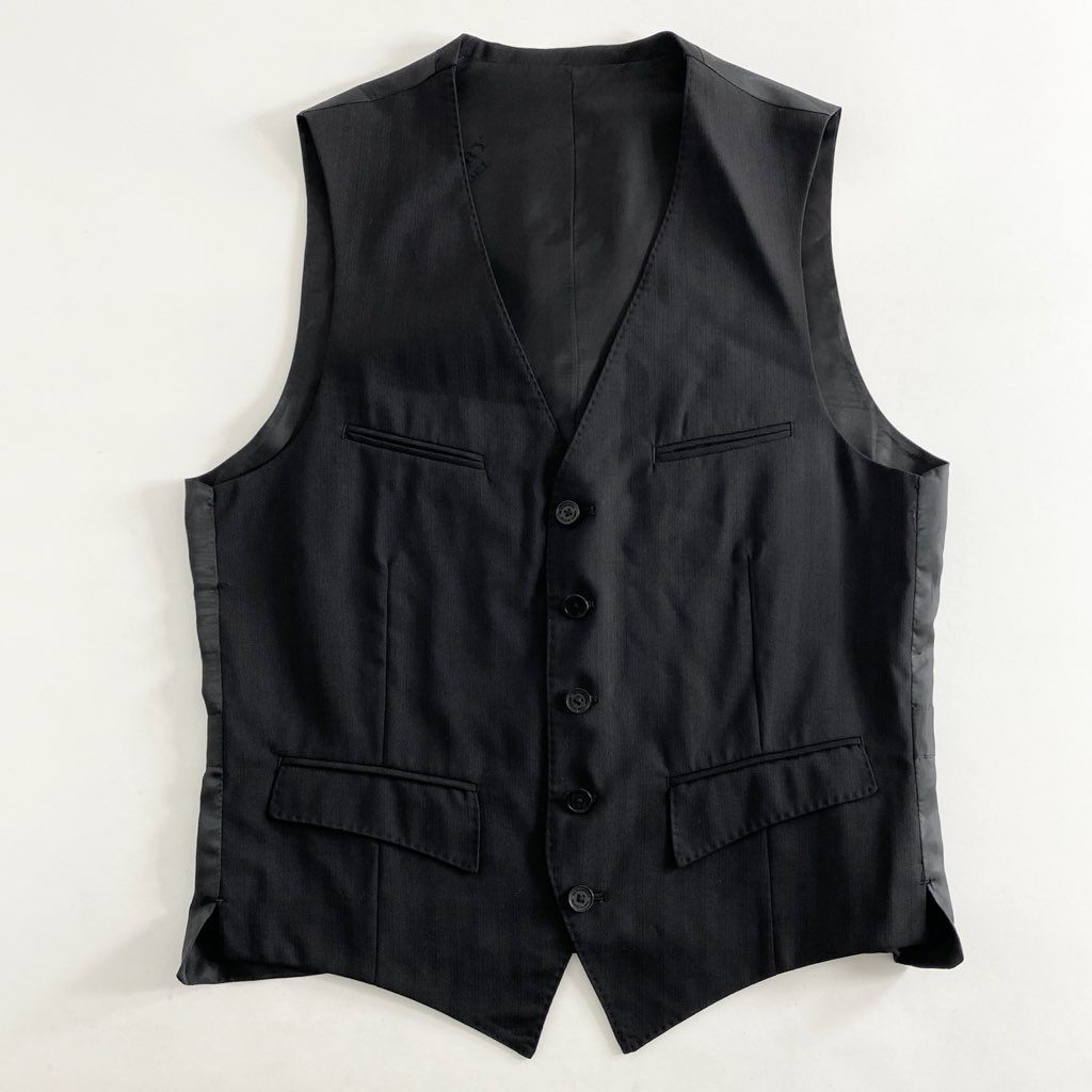 83h27 BURBERRY BLACK LABEL バーバリーブラックレーベル スリーピース シングルスーツ ビジネススーツ セットアップ D1H06-702-09 サイズ92-76-170 38R ブラック ストライプ 羊毛100% メンズ
