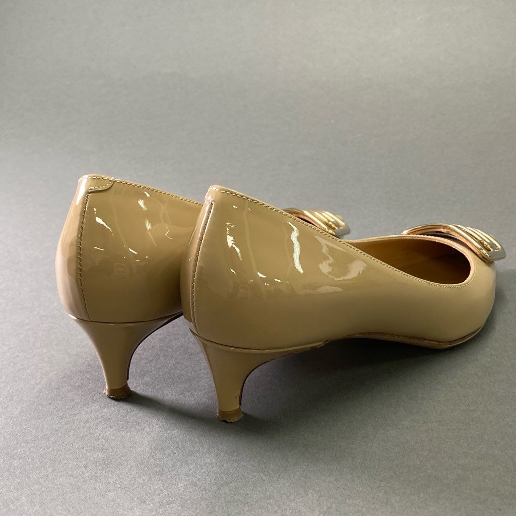 5f7 【美品】 イタリア製 PELLICO ペリーコ パテントレザー ポインテッドトゥ パンプス サイズ36 ベージュ レディース 女性用