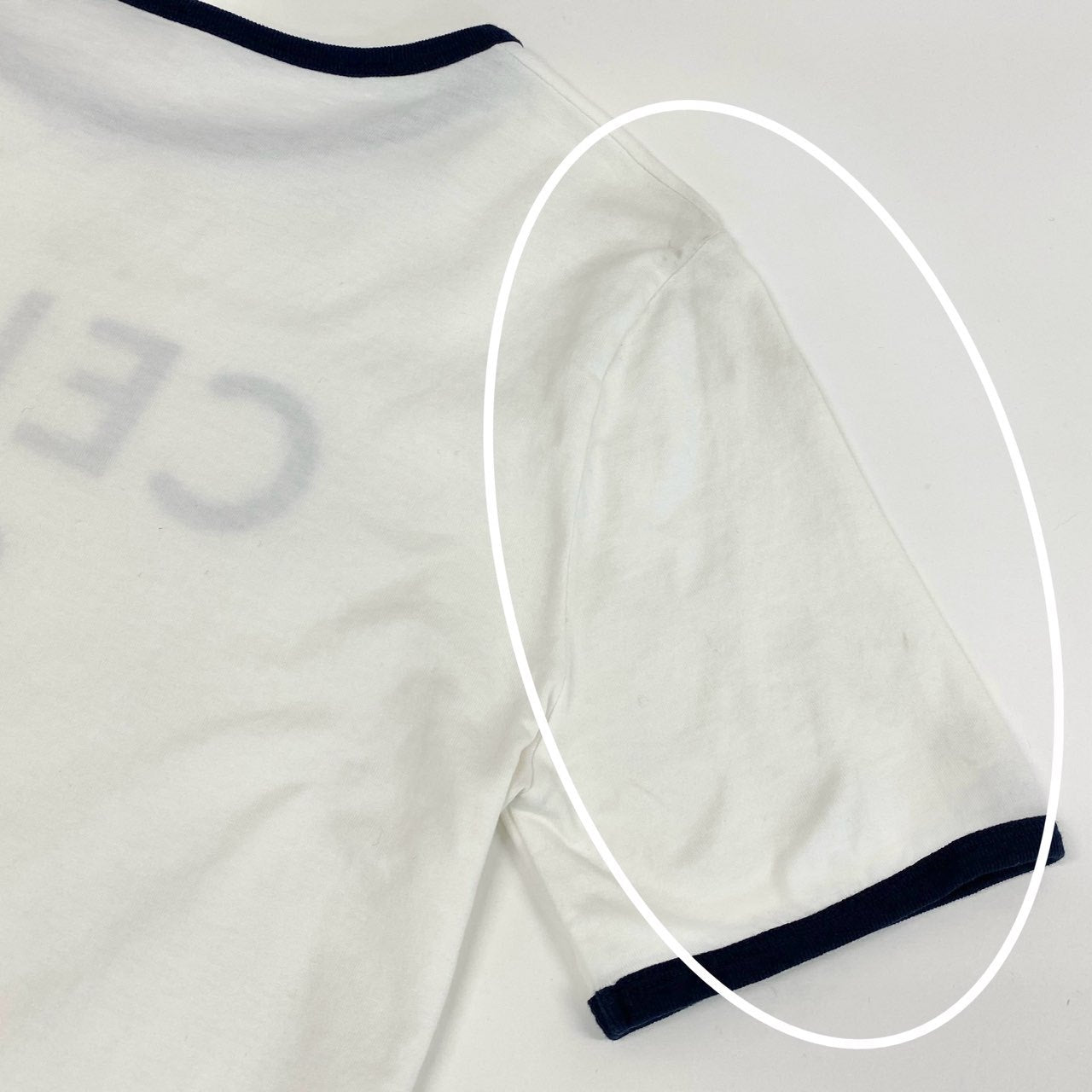 8d2 CELINE セリーヌ トリオンフ プリント クラシック Tシャツ カットソー トップス 2X872671Q M ホワイト ネイビー コットン100% レディース フランス製