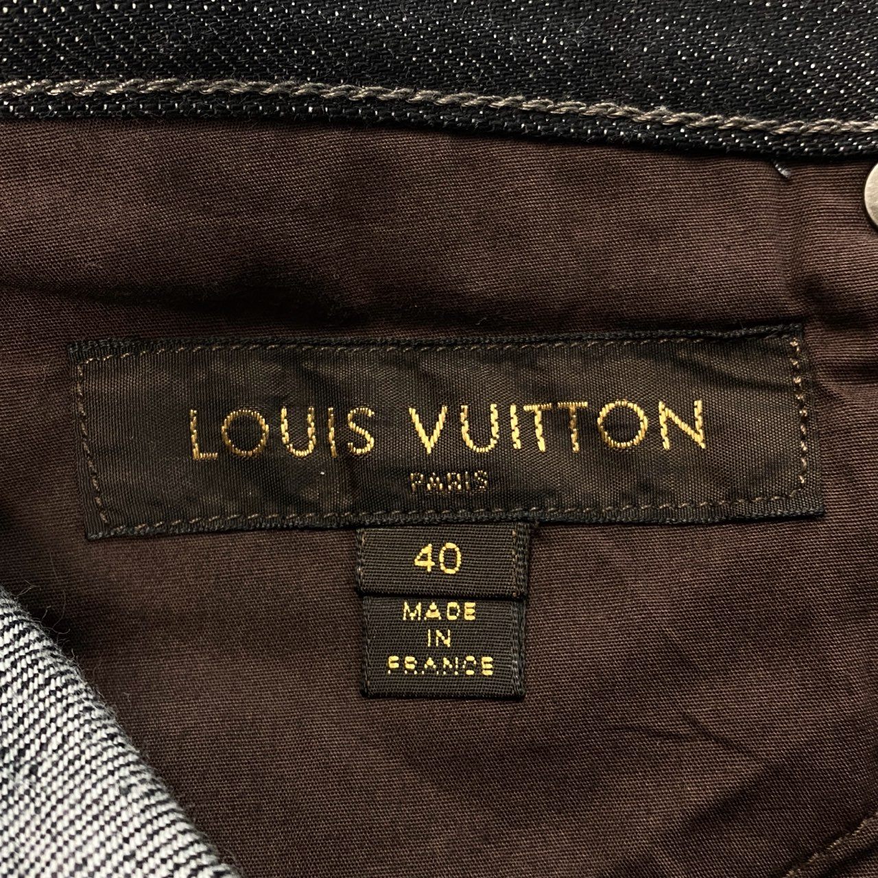 7i25 《美品》LOUIS VUITTON ルイヴィトン デニムパンツ ボトムス ストレートパンツ LVロゴ刺繍 RM072 MKDP01CY9 40サイズ ブラック メンズk02i