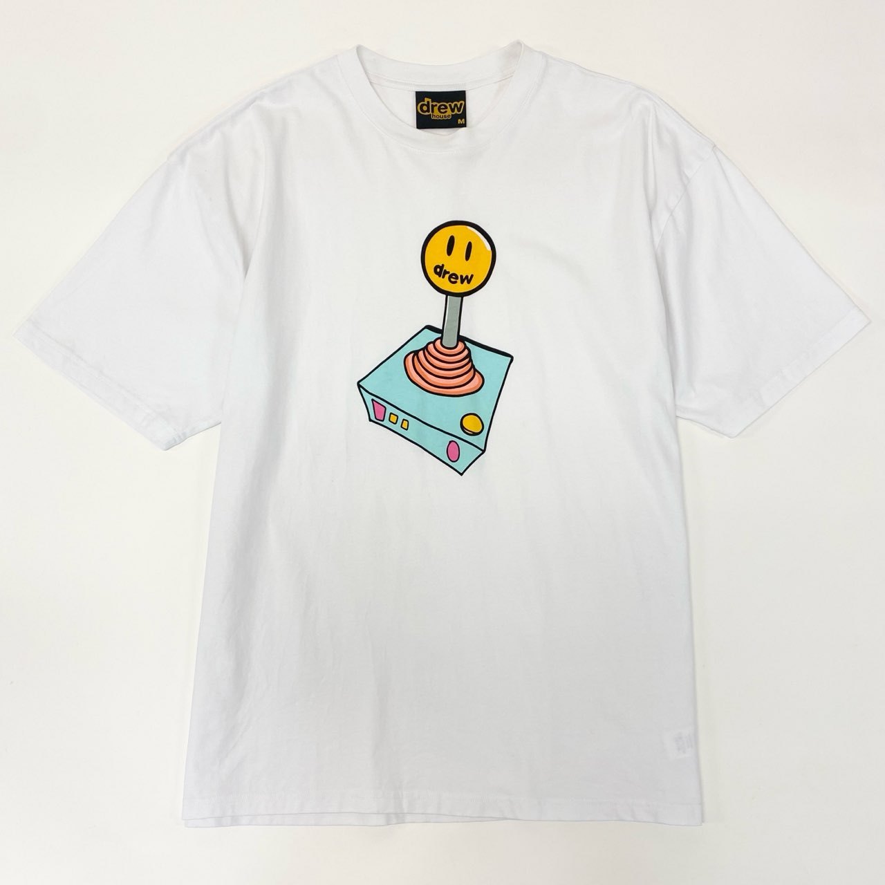 53e23 drew house ドリューハウス joystick t-shirt プリントTシャツ カットソー クルーネック Mサイズ ホワイト コットン