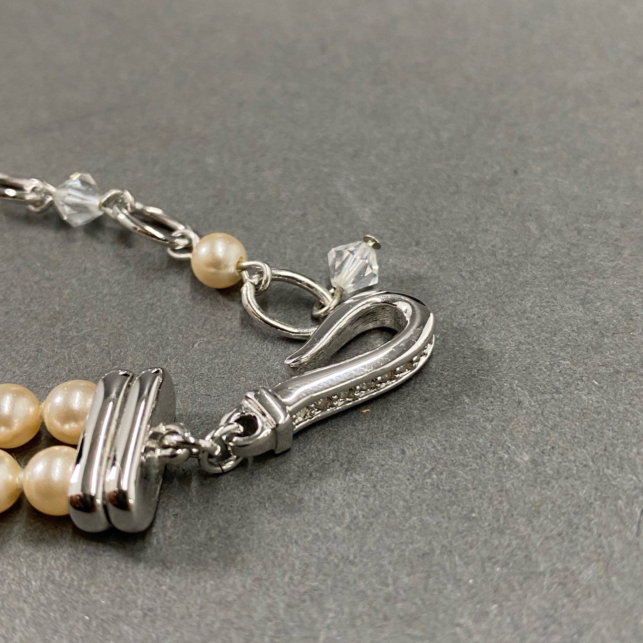 1e2-4 【2点セット】 SWAROVSKI Jewelry スワロフスキー ジュエリー 2連 パール ネックレス イヤリング クリスタル ビジュー ダイヤ 結婚式 セレモニー