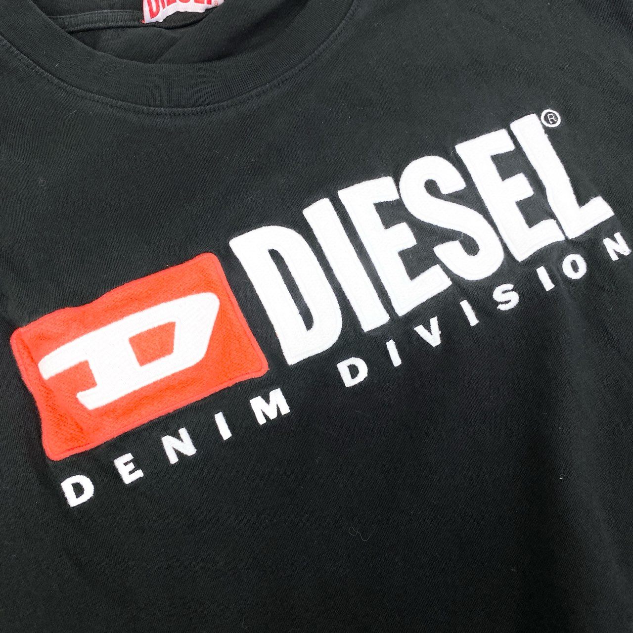 57h28 DIESEL ディーゼル T-DIEGOR-DIV ロゴ刺繍 Tシャツ 半袖カットソー トップス Lサイズ 185 ブラック コットン メンズo07t