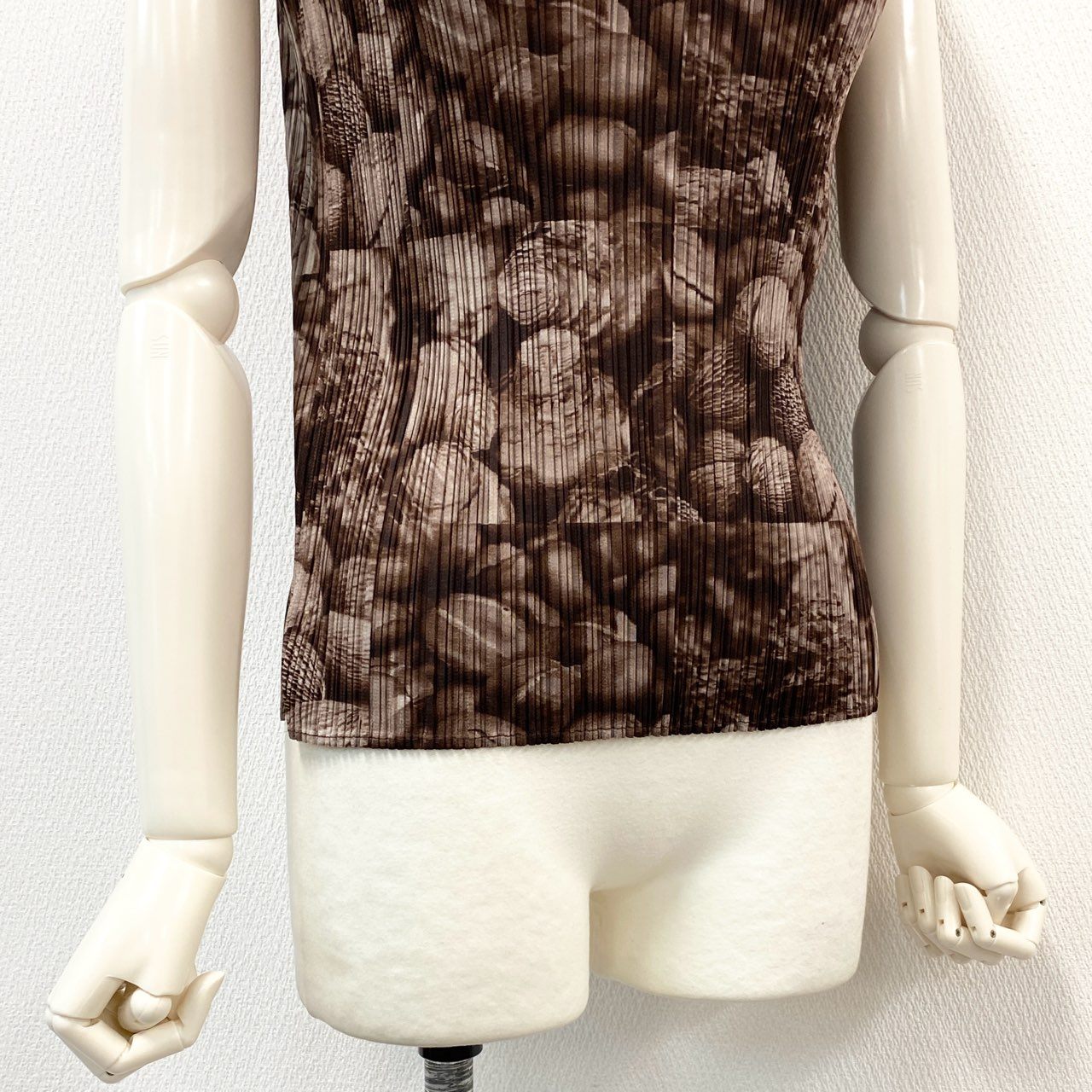 75f24 PLEATS PLEASE ISSEY MIYAKE プリーツプリーズイッセイミヤケ 日本製 ハイネックノースリーブカットソー トップス ブラウス PP63-JK691 3 ブラウン レディース