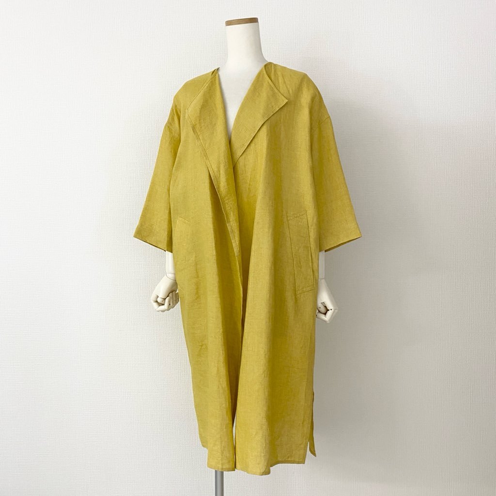 52h10 MACKINTOSH マッキントッシュ SOLBIATI ソルビアッティ リネンスプリングコート 38 イエロー 麻 LINEN