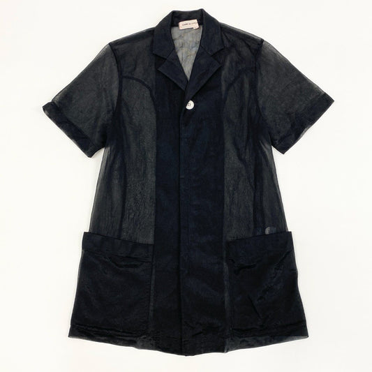 43e12 COMME des GARCONS コムデギャルソン プルオーバー シアーシャツ S ブラック 透け感 メッシュ 半袖 夏 ヴィンテージ