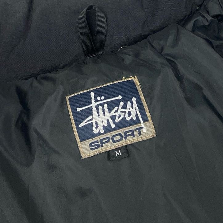 68g24 STUSSY SPORT ステューシー スポーツ 90s VINTAGE OLD STUSSY ダウンジャケット M ブラック ヴィンテージ_