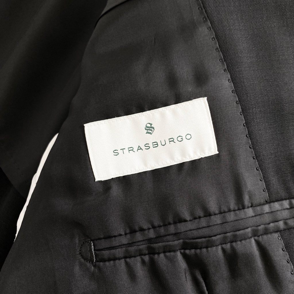64e5 オーダー品 STRASBURGO ストラスブルゴ × Igarashi Trousers 五十嵐トラウザーズ スリーピーススーツ テーラードジャケット/ジレベスト/スラックスパンツ ブラック ウール100% メンズ 紳士服