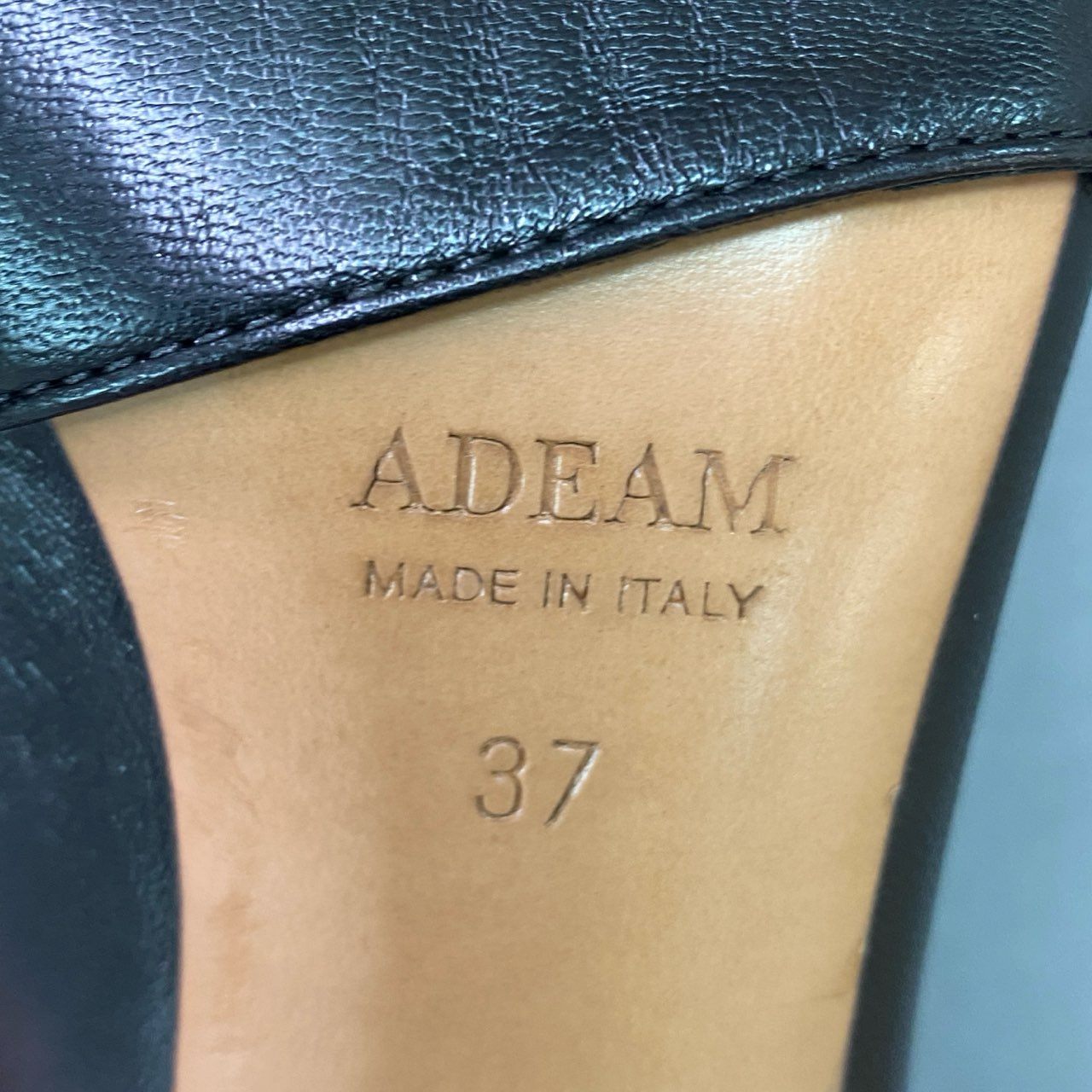 5c18 ADEAM アディアム 2WAY クリスタルサークル ミュール パンプス 37 ブラック レザー ビジュー イタリア製 シューズ