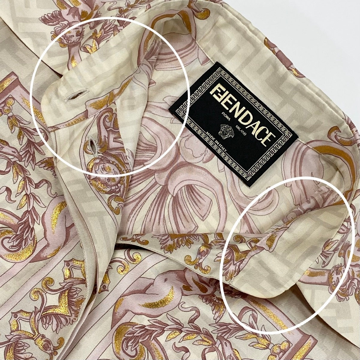 If27 FENDACE フェンダーチェ FENDI VERSACE ロングスリーブシャツ FS7891 サイズ36 マルチカラー シルク100% レディースk02ik02i