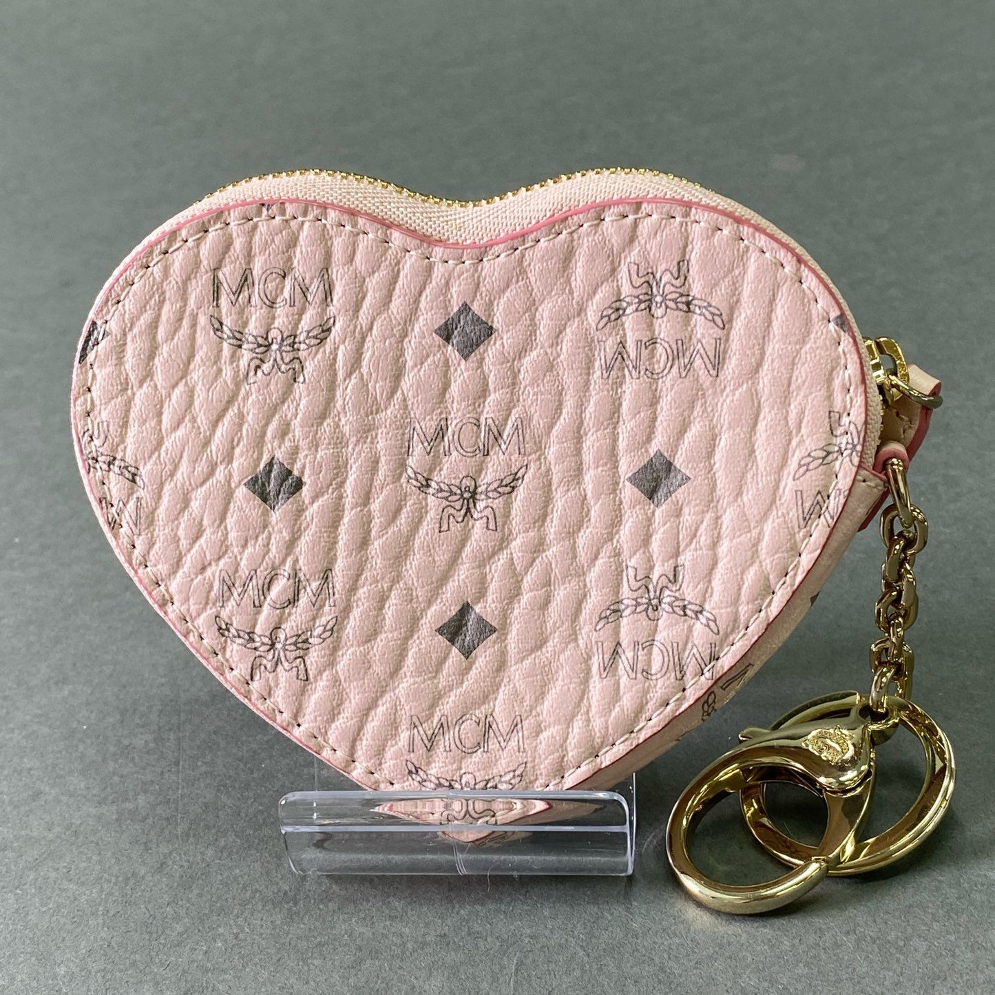 e5 MCM エムシーエム ハート型 レザー コインケース ピンク Leather Heart Key Pouch 財布