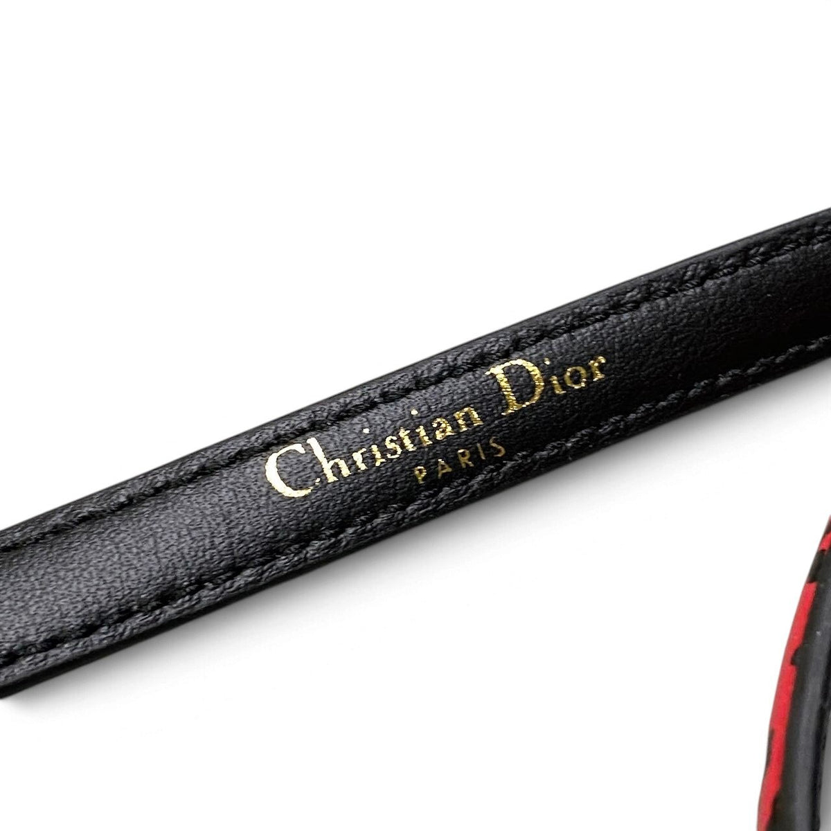 j15 《新品同様》 Christian Dior クリスチャンディオール CDバックル レオパード レザーベルト 23-MA-0241 75 ブラック ピンク レザーu02t