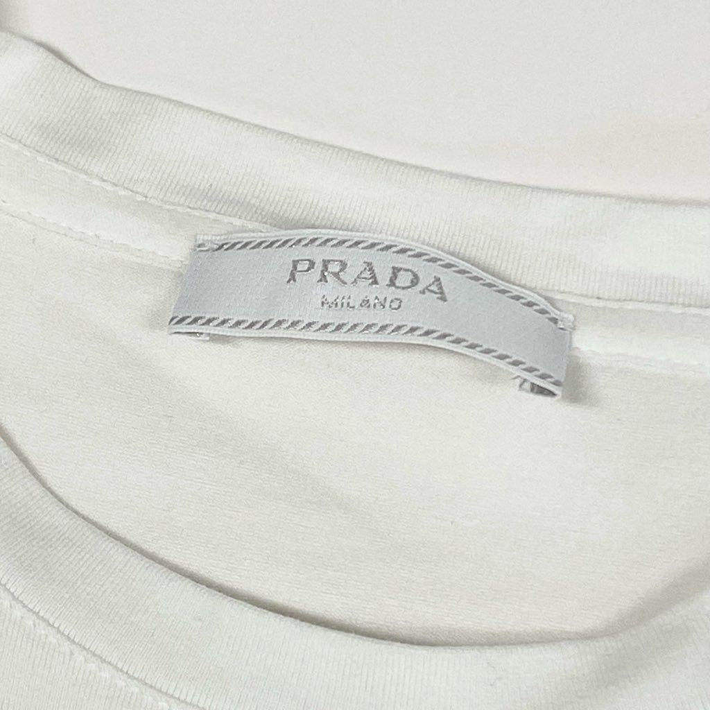 7f8 PRADA プラダ ラバーロゴ ポケットTシャツ カットソー Tシャツ SJN250 R192 710 サイズS ホワイト メンズ 紳士服