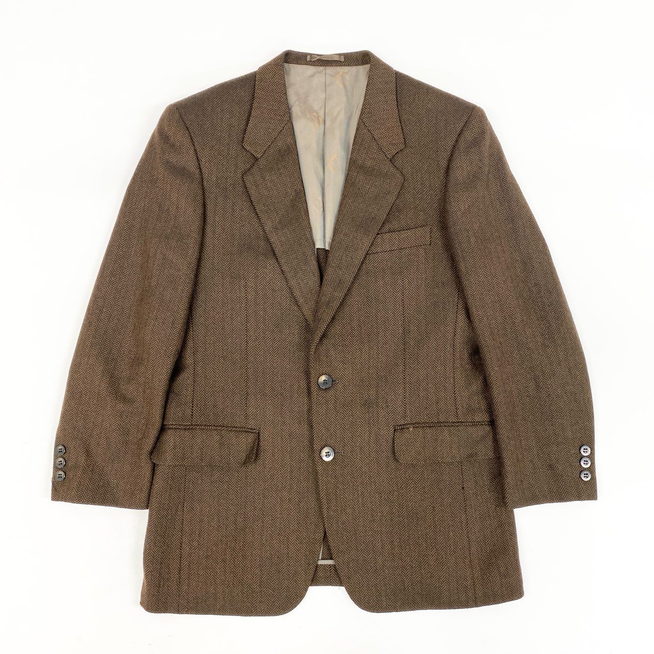 59h28 Dunhill ダンヒル アンコンジャケット テーラードジャケット ブレザー ビジネス フォーマル ブラウン カシミヤ100 メンズo07t