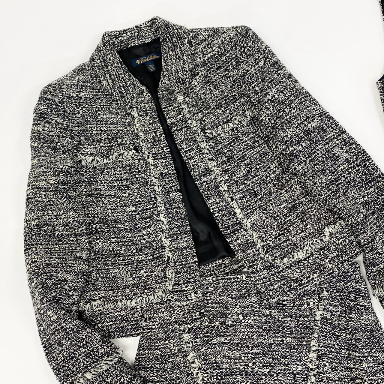 23f18 Brooks Brothers ブルックスブラザーズ 3点セット ツイード ジャケット/スカート/ワンピース セレモニー 入学式 サイズ2 グレー レディース