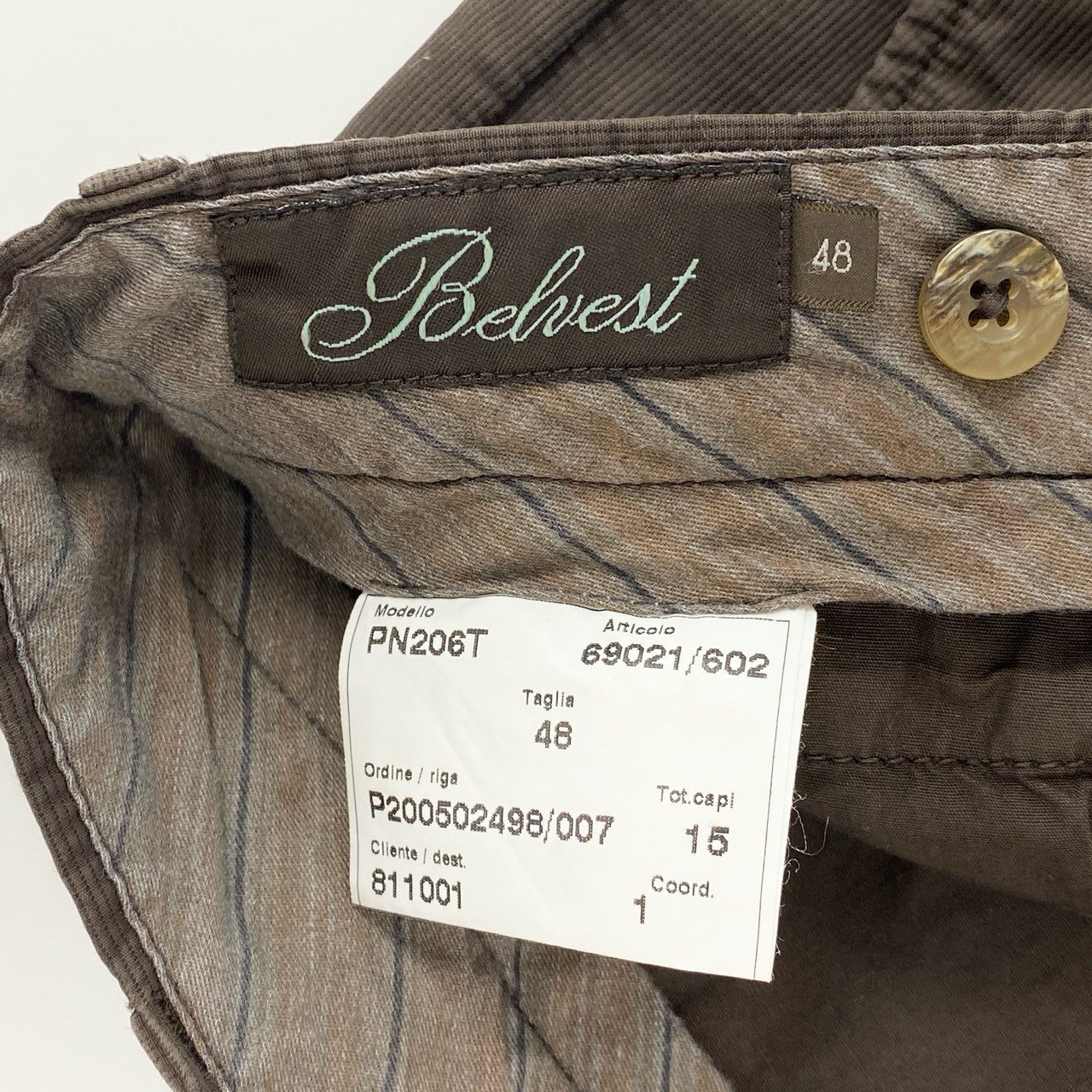 5c21 Belvest ベルベスト ボトムス コットンパンツ スラックスパンツ チノパンツ イタリア製 センタープレス PN206T 48 ブラウン コットン100%