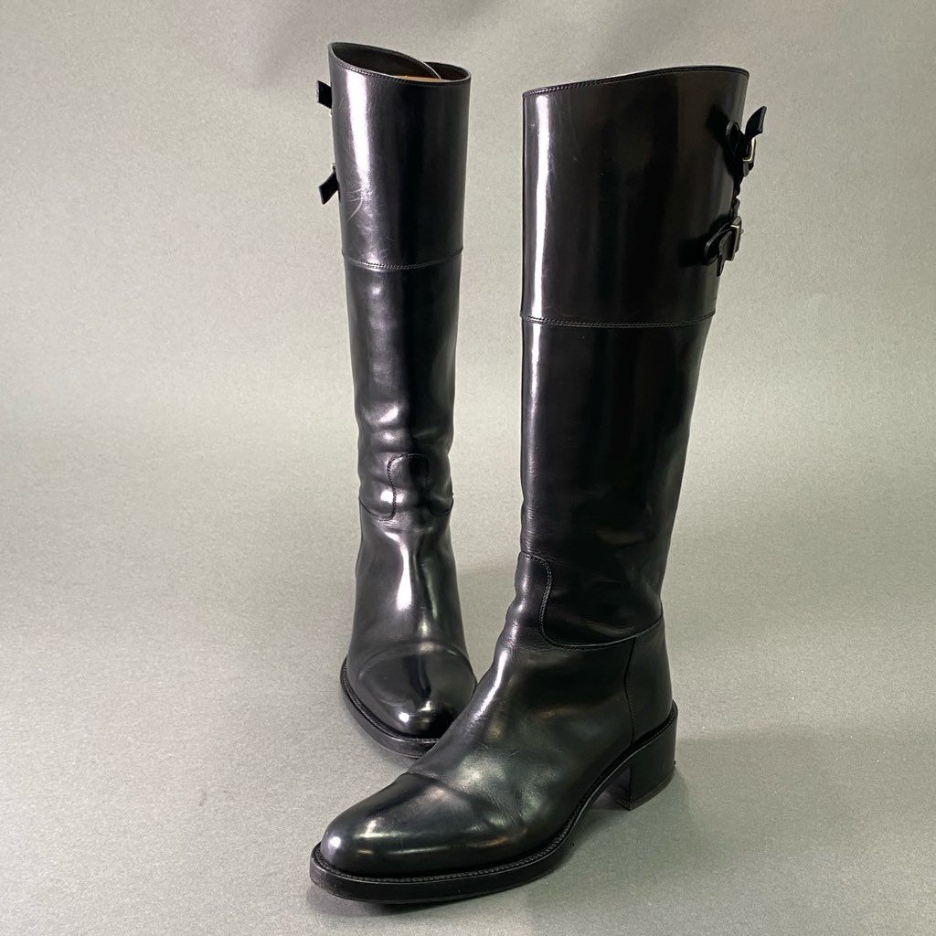 1e18 SARTORE サルトル SR3001 バックジップ ジョッキーブーツ ロングブーツ サイズ36 1/2 ブラック レザー レディース 女性用 靴