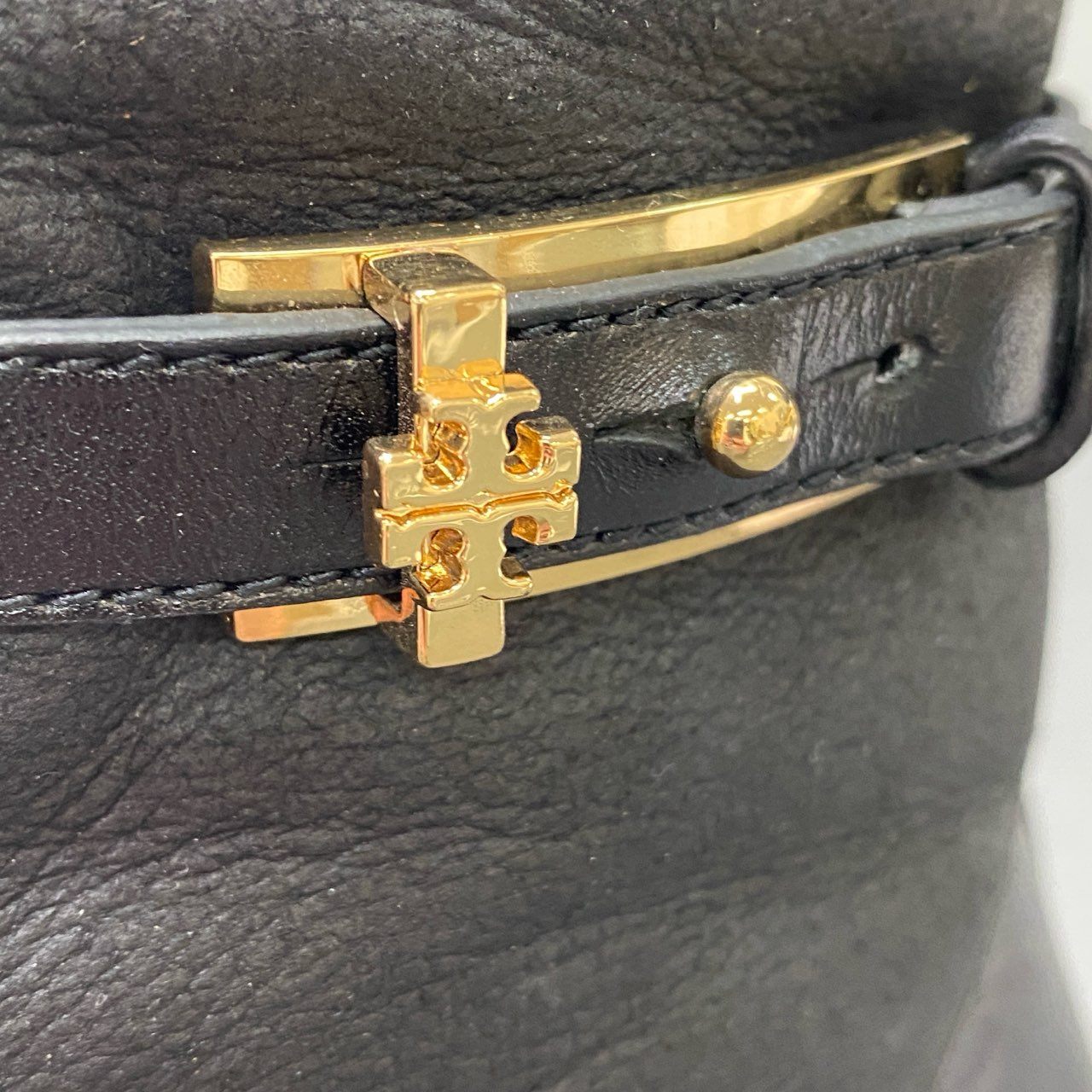 14c19 TORY BURCH トリーバーチ ムートンショートブーツ ウェッジソール 7 ブラック レザー シューズ 箱付き 冬