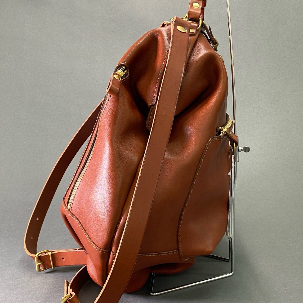 Ge2 HERZ ヘルツ 1 paku わんぱくリュック L ブラウン レザー 本革 大容量 バックパック 茶系 Leather