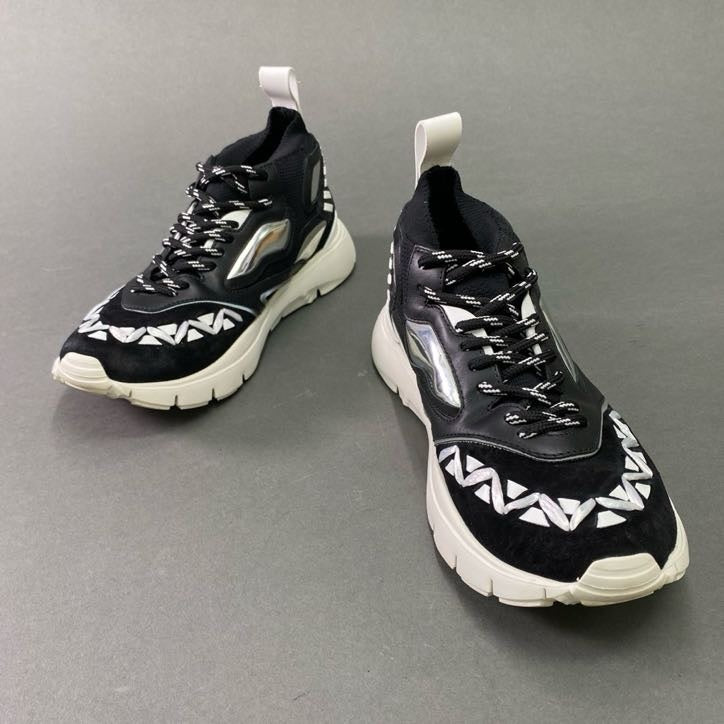 2d10 《美品》 VALENTINO GARAVANI ヴァレンティノ ガラヴァーニ Heroes Reflex ヒーローリフレックス スニーカー 40 ブラック メタル シルバー シューズ イタリア製