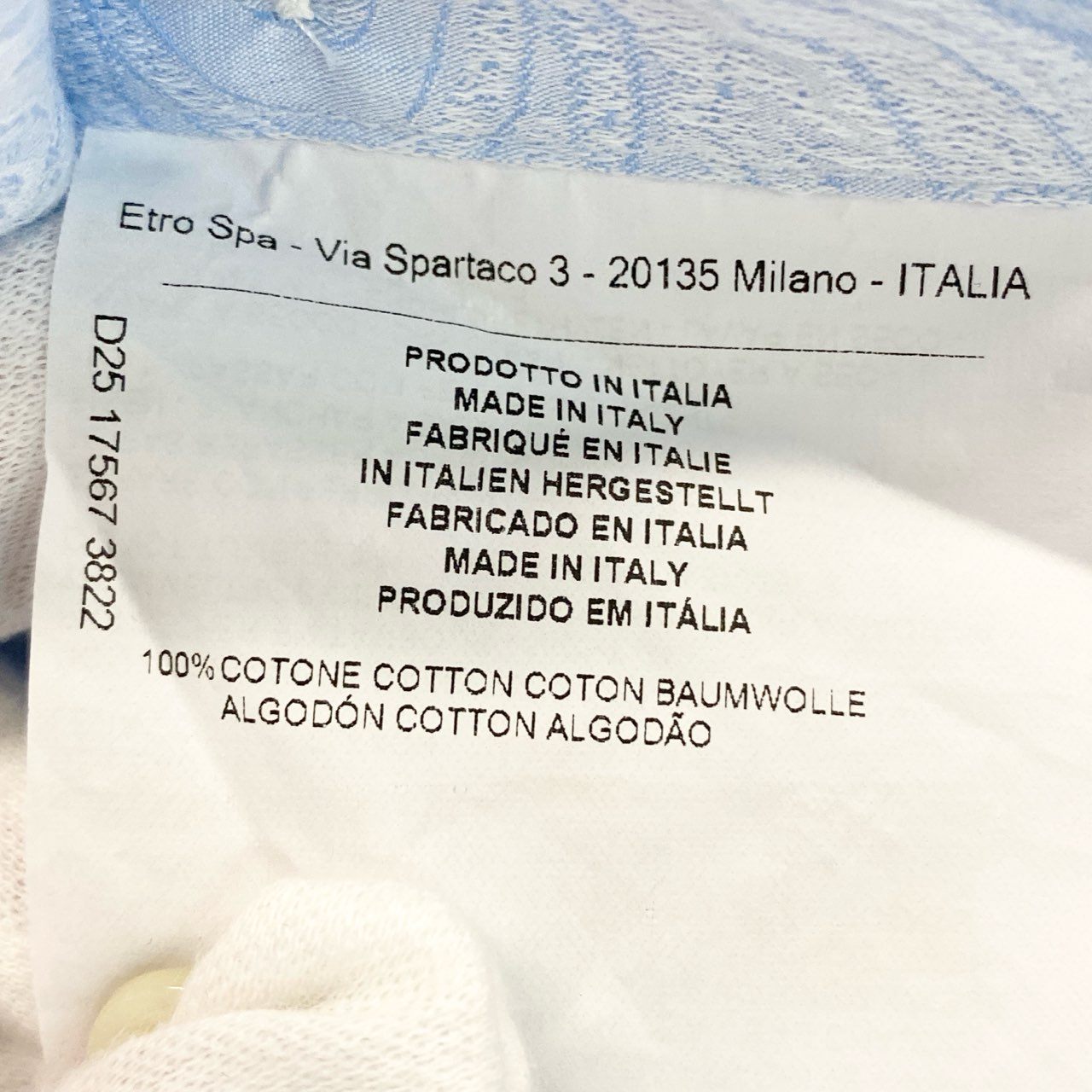 77b17 ETRO エトロ ロングスリーブシャツ ブラウス 刺繍デザイン 薄手 イタリア製 レディース 女性用 サイズ44 ライトブルー コットン100%u02t