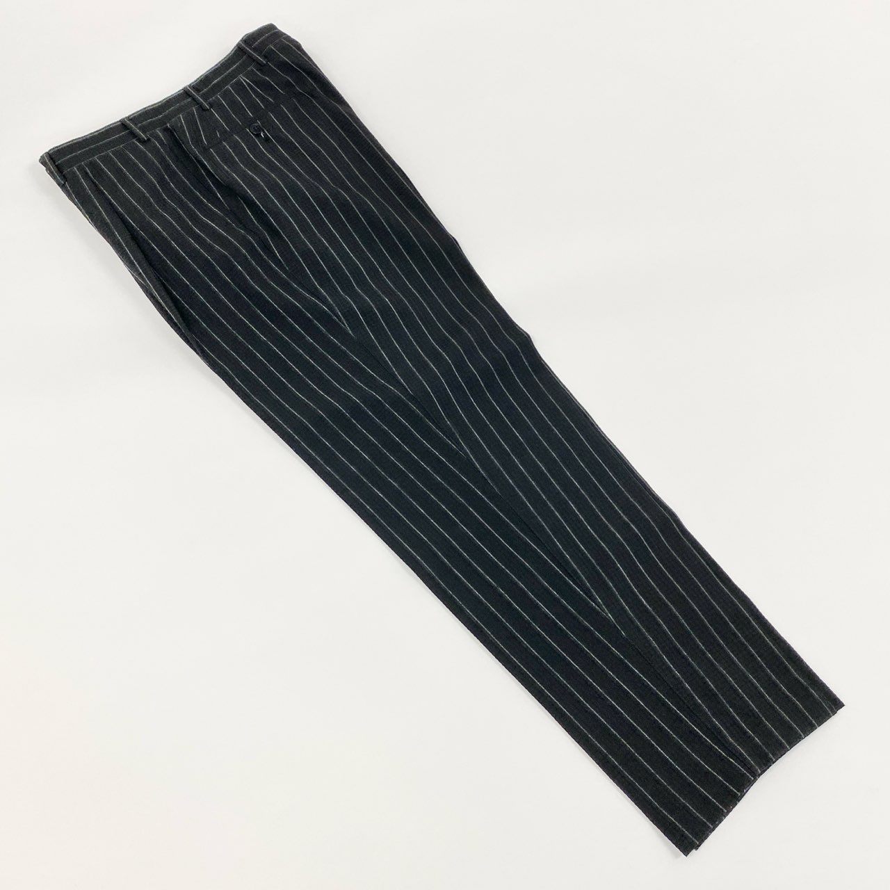 55f5 《美品》 THE GIGI ザ ジジ ストレッチ シアサッカーストライプ セットアップスーツ テーラードジャケット ブレザー スラックス トラウザーパンツ イタリア製 M217 44 ブラック