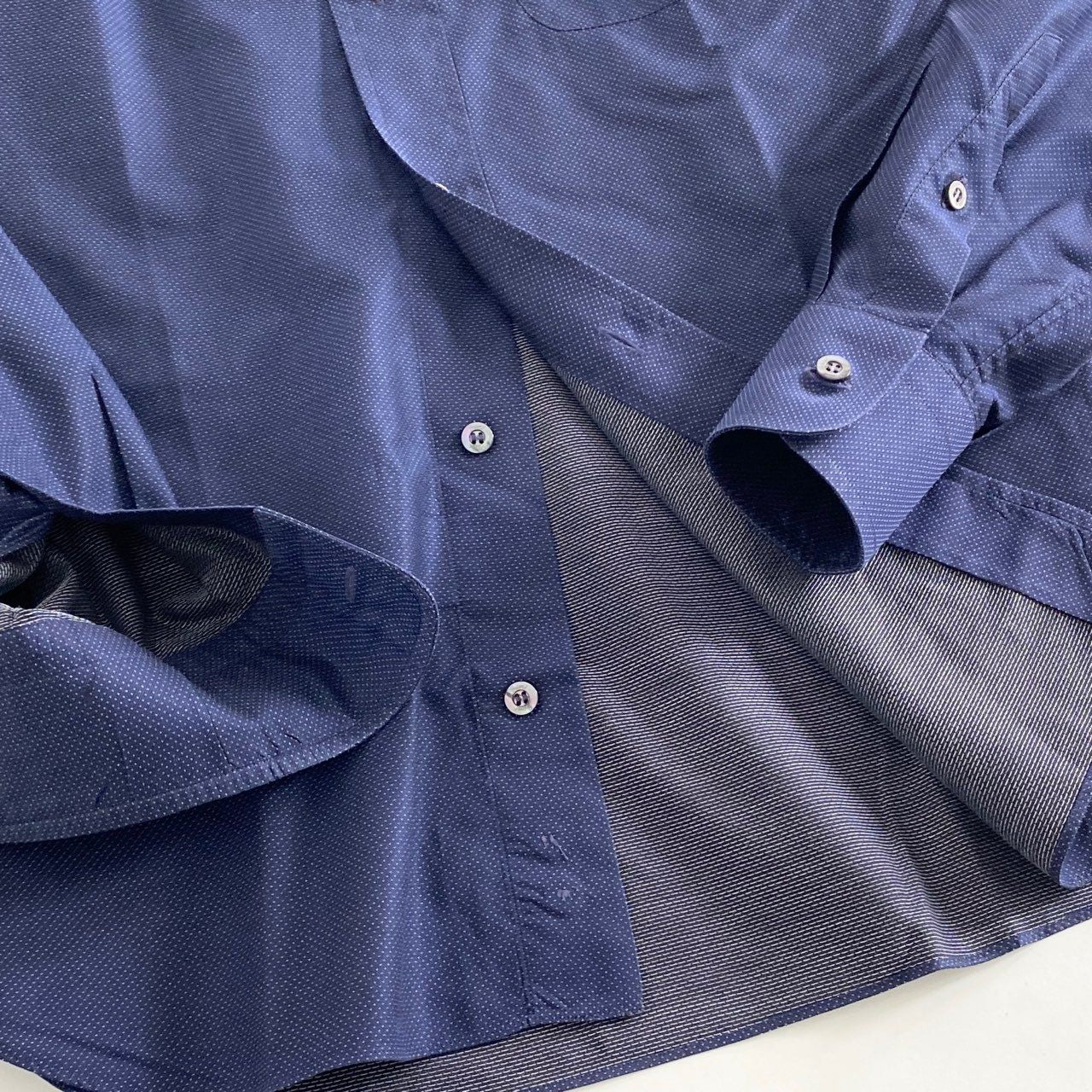 28h10 《美品》 イタリア製 Brioni ブリオーニ 長袖シャツ ボタンダウンシャツ BDシャツ サイズⅡ ネイビー×ホワイト コットン100% メンズ 男性用