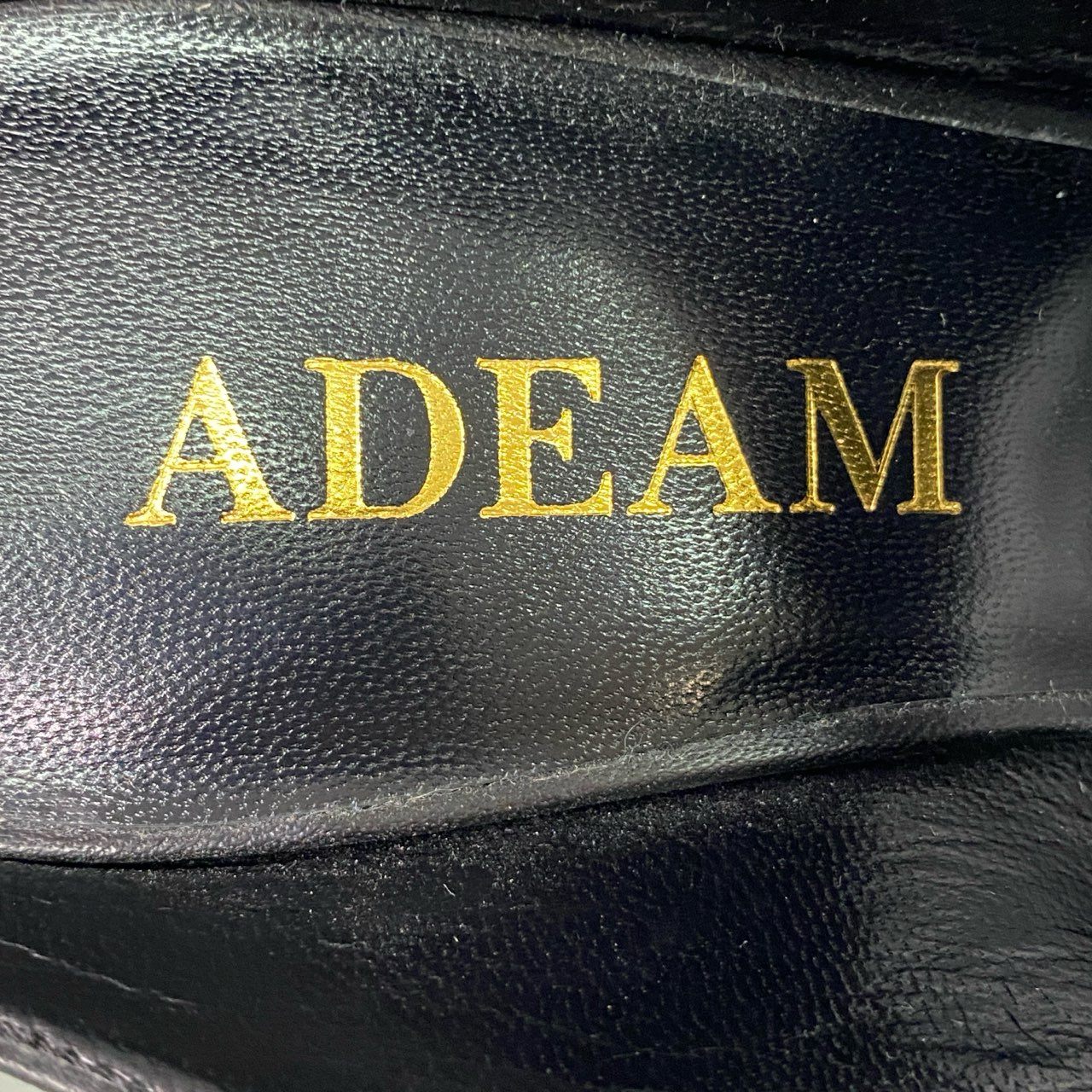 5c18 ADEAM アディアム 2WAY クリスタルサークル ミュール パンプス 37 ブラック レザー ビジュー イタリア製 シューズ