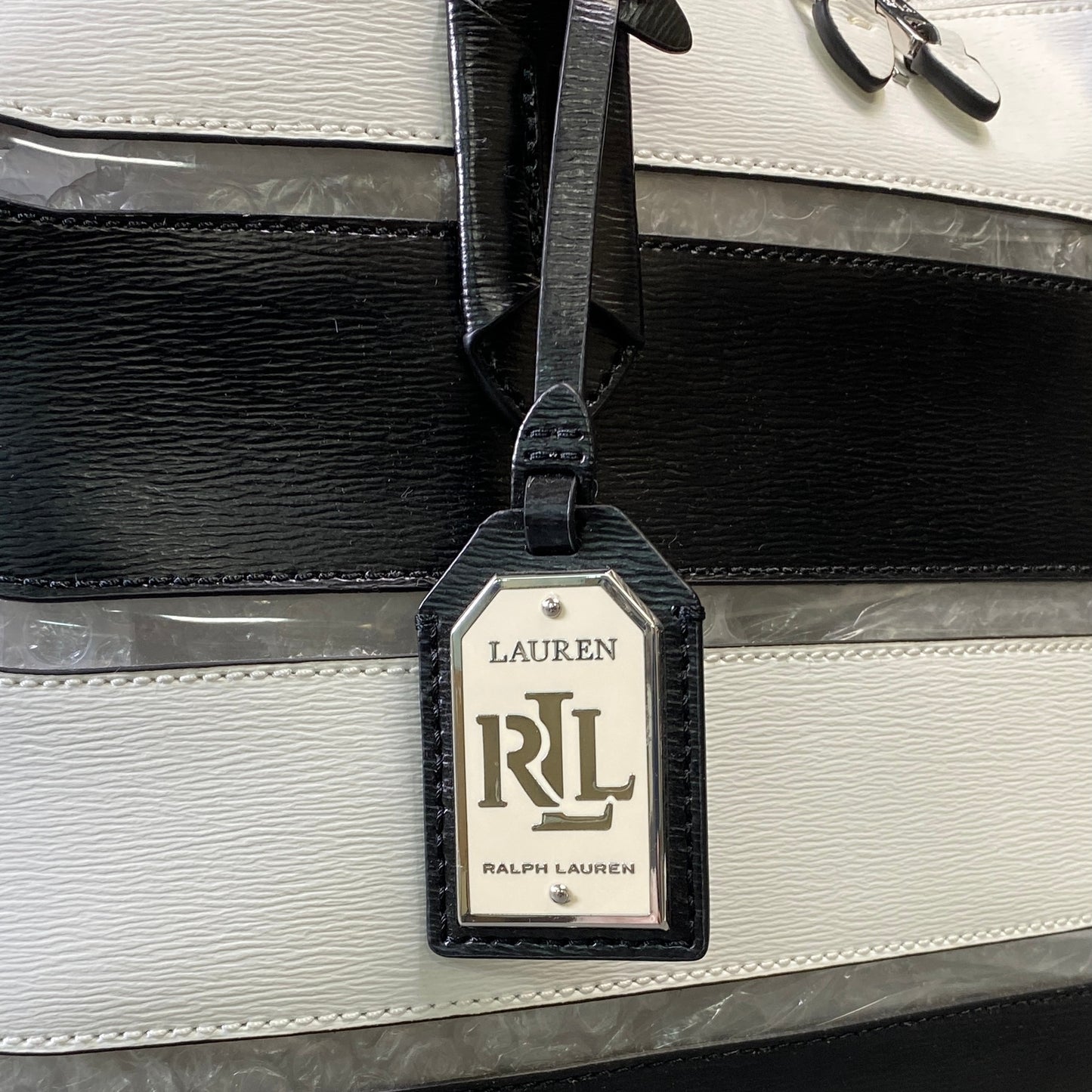 Ch1 RLL LAUREN RALPH LAUREN ローレン ラルフローレン 2WAY ショルダーバッグ ブラック ホワイト レザー ハンドバッグ クリア モノトーン 鞄 カバンk02i