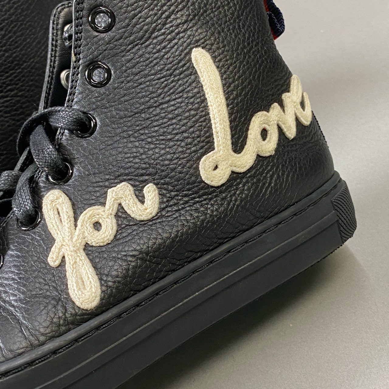 3i30 《美品》 GUCCI グッチ Blind for LOVE シュリーライン タイガーヘッド ハイカットスニーカー シューズ 449992 5サイズ ブラック カーフレザー メンズt18r