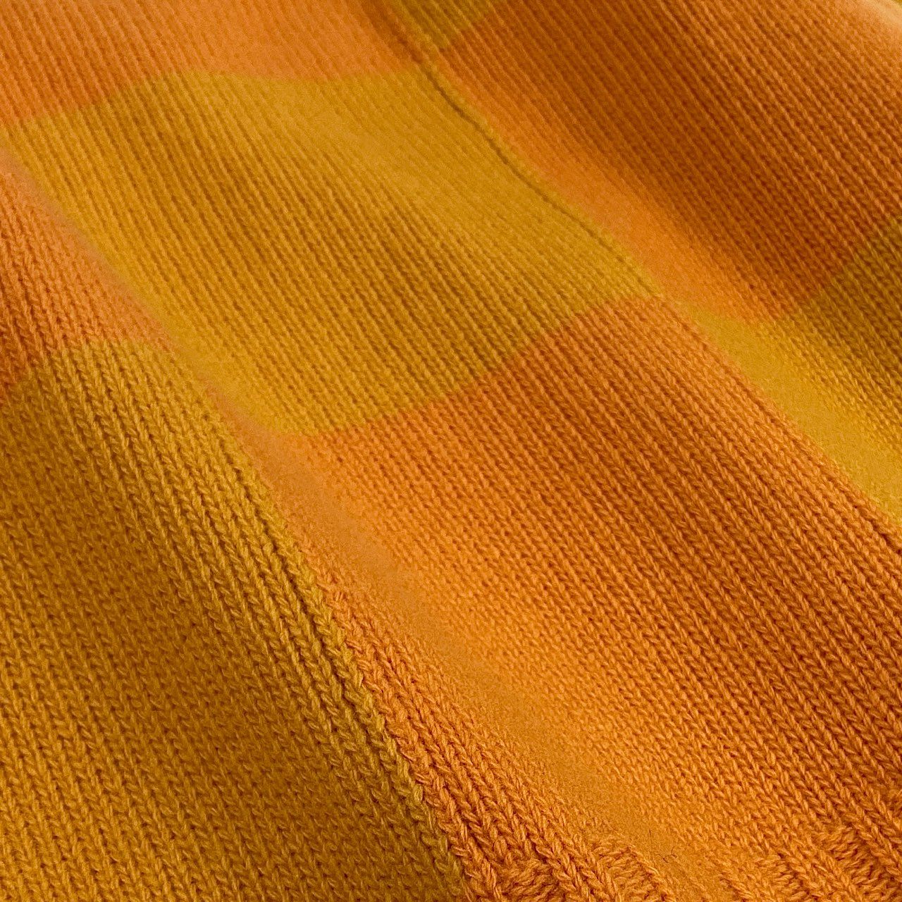 73j28 off White オフホワイト イタリア製 KNITWEAR ロングスリーブ ニットセーター ウールニット チェック柄 M オレンジ 羊毛o07t