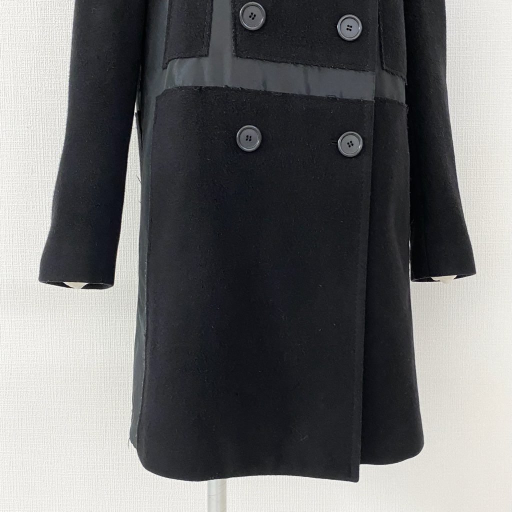 49g6 Maison Margiela メゾンマルジェラ ウールカシミヤ切替 チェスターコート アウター ダブルブレスト 51AA010545203 38 ブラック イタリア製