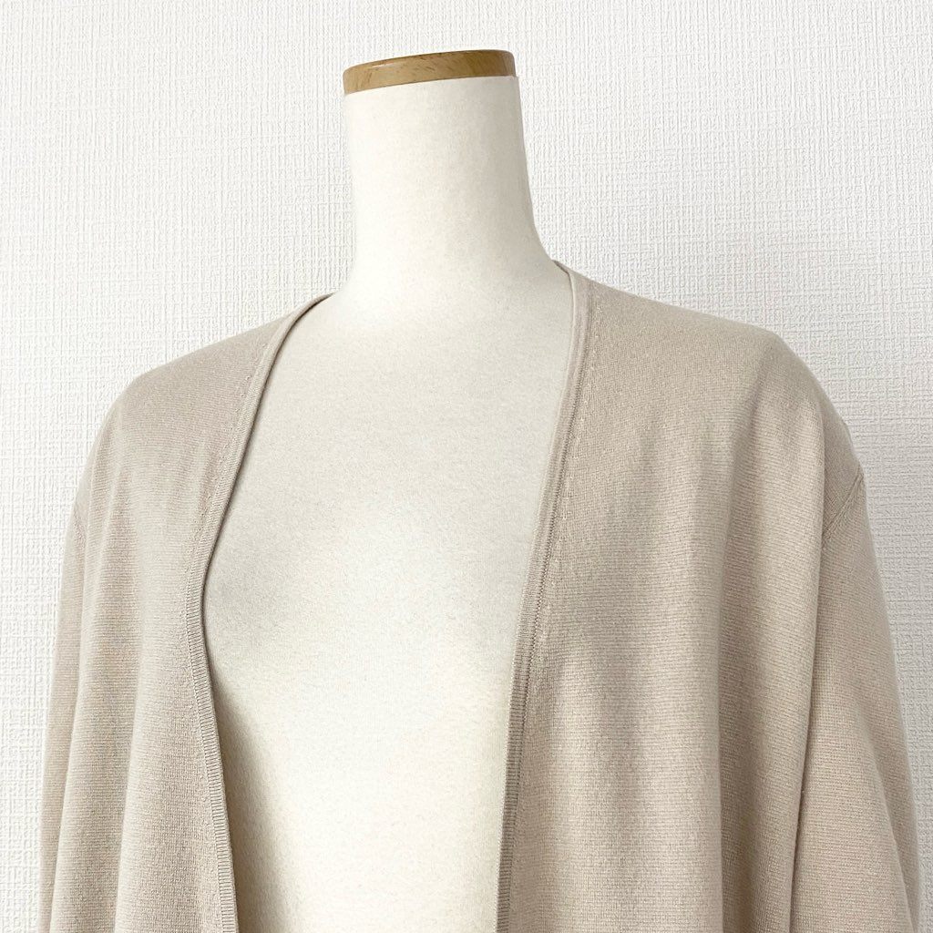 37h21 MaxMara STUDIO マックスマーラ ステュディオ シルク混 ロングカーディガン 腰ひも ニット 羽織 S ベージュ シルク ウール