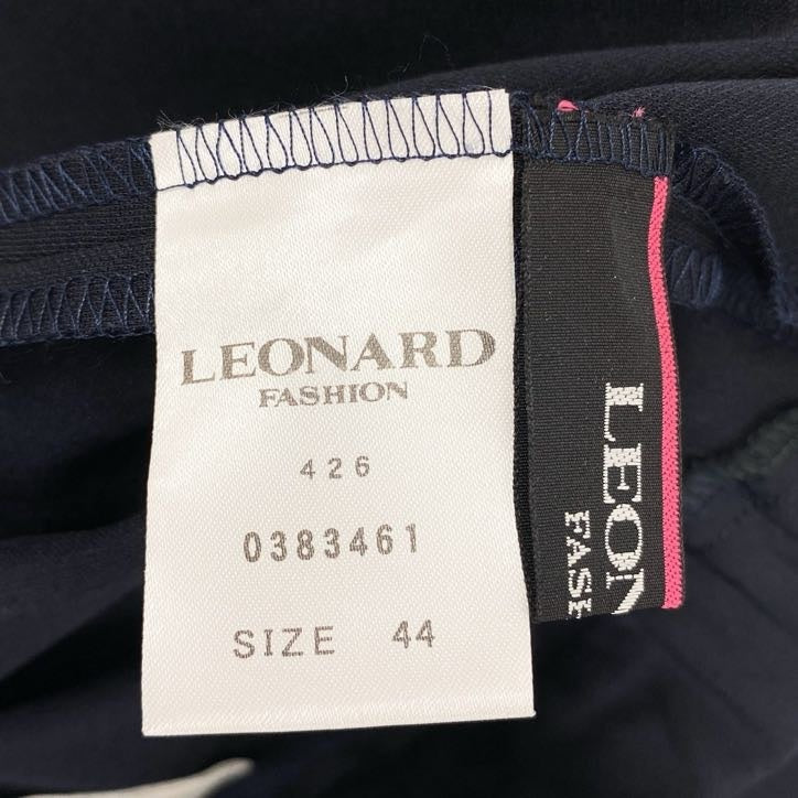 80g23 LEONARD レオナール スラックスパンツ オールストレッチ 無地 ウエストゴム レディース 女性用 0383461 44 ブラック