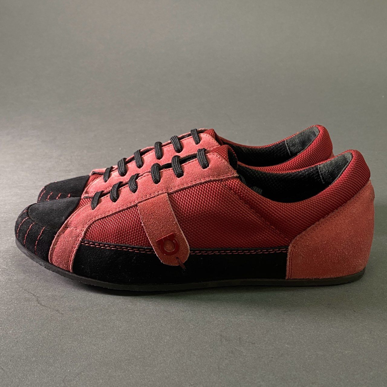 7l20 Salvatore Ferragamo サルヴァトーレ フェラガモ ガンチーニ スエードレザー スニーカー 5 1/2 レッド Leather イタリア製 シューズ 靴
